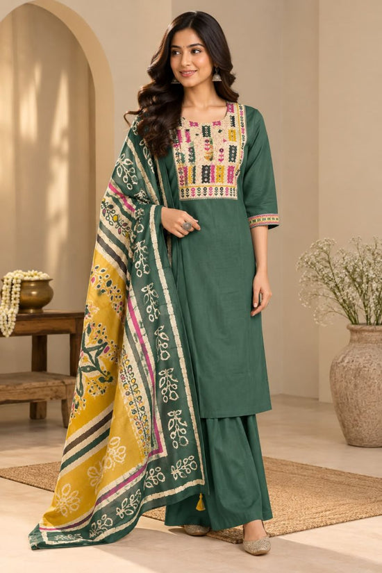 Amrah Naisha K 1411 Dhabu Cotton Kurti Pant Dupatta Set