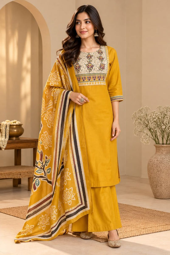 Amrah Naisha K 1411 Dhabu Cotton Kurti Pant Dupatta Set