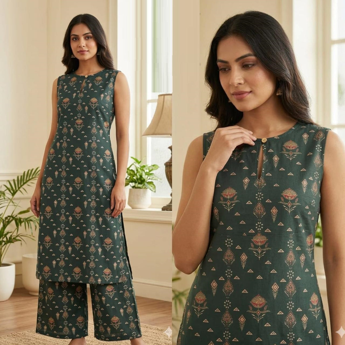Amrah Naisha K 878 Cotton Flex Kurti Pant Set