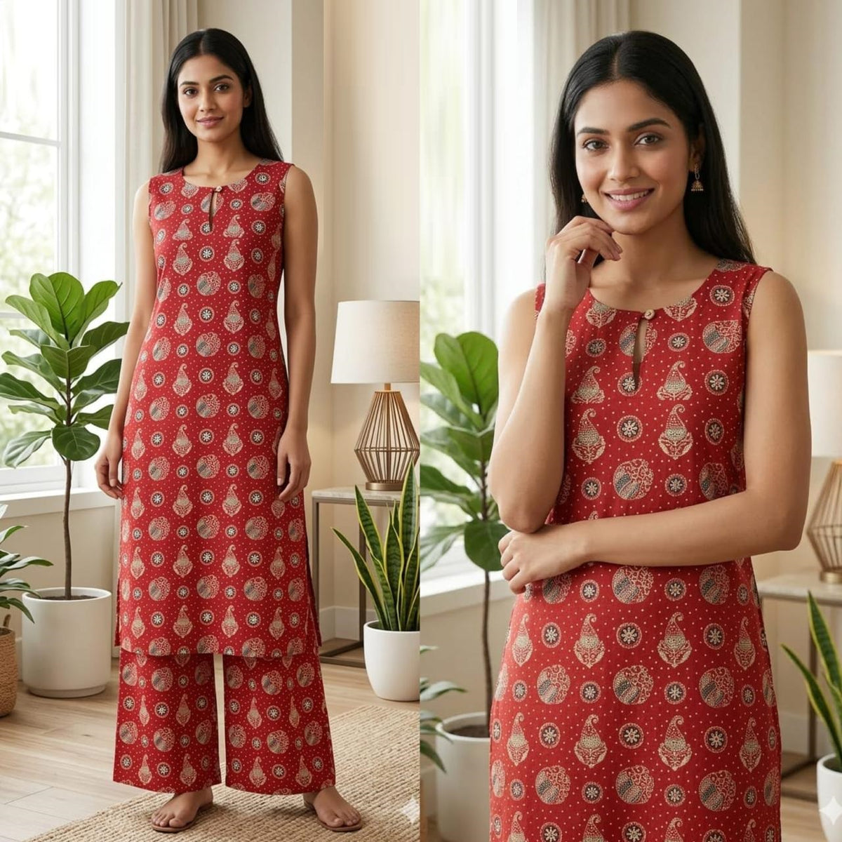 Amrah Naisha K 878 Cotton Flex Kurti Pant Set