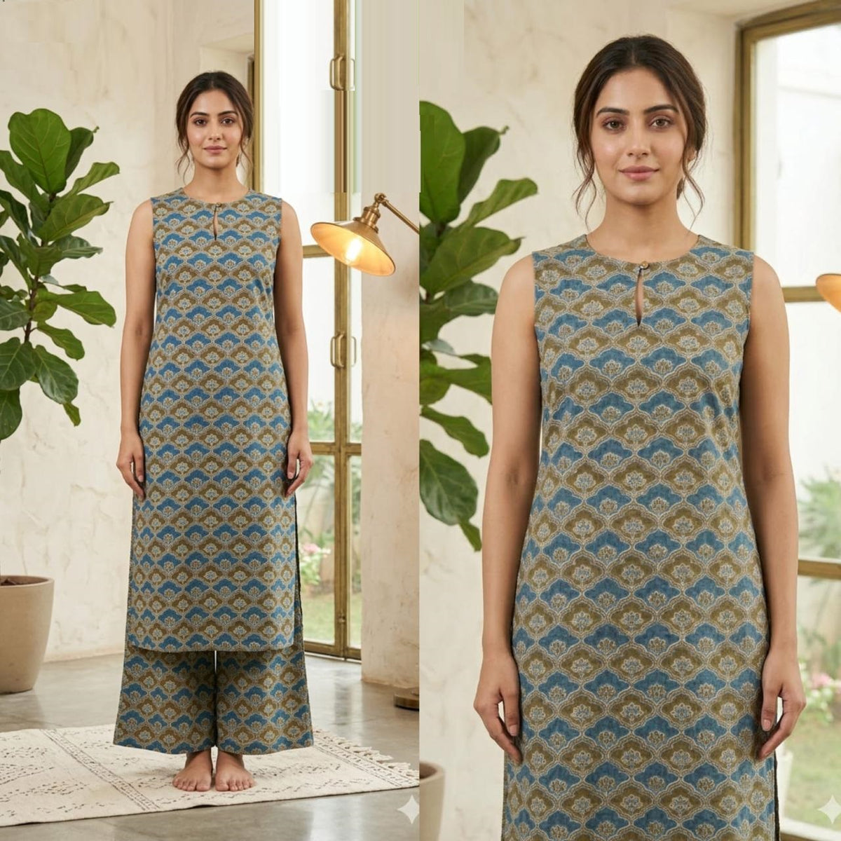 Amrah Naisha K 878 Cotton Flex Kurti Pant Set
