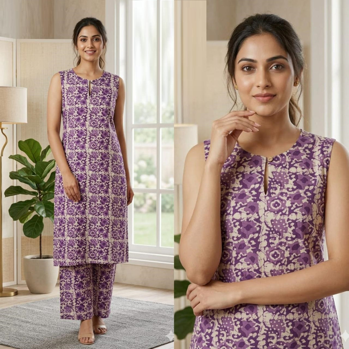 Amrah Naisha K 878 Cotton Flex Kurti Pant Set