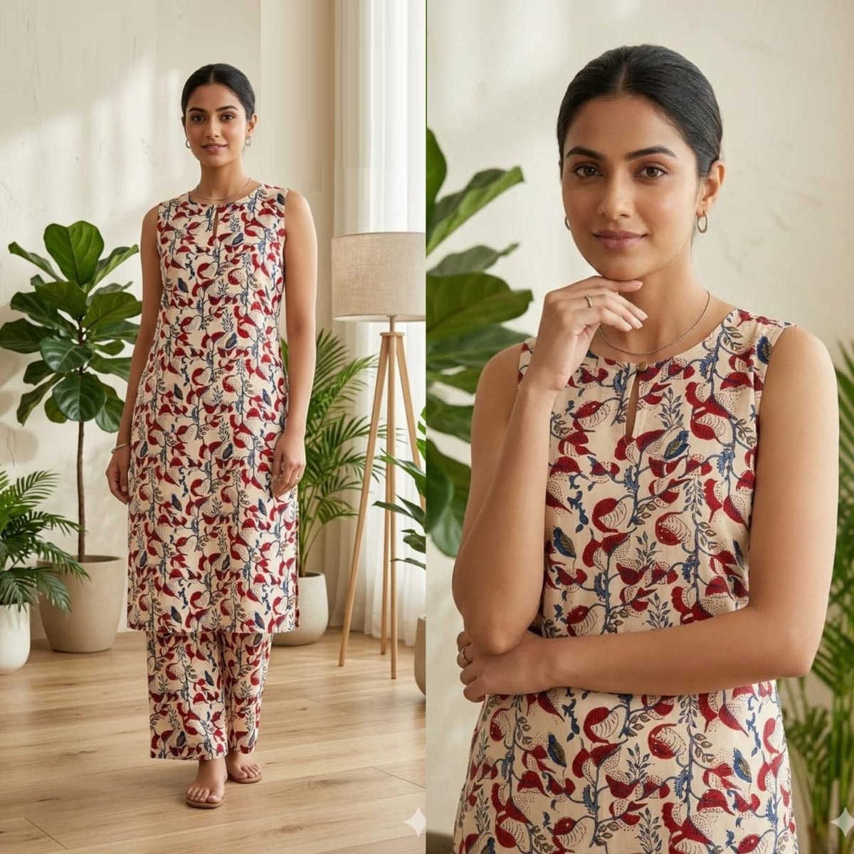 Amrah Naisha K 878 Cotton Flex Kurti Pant Set