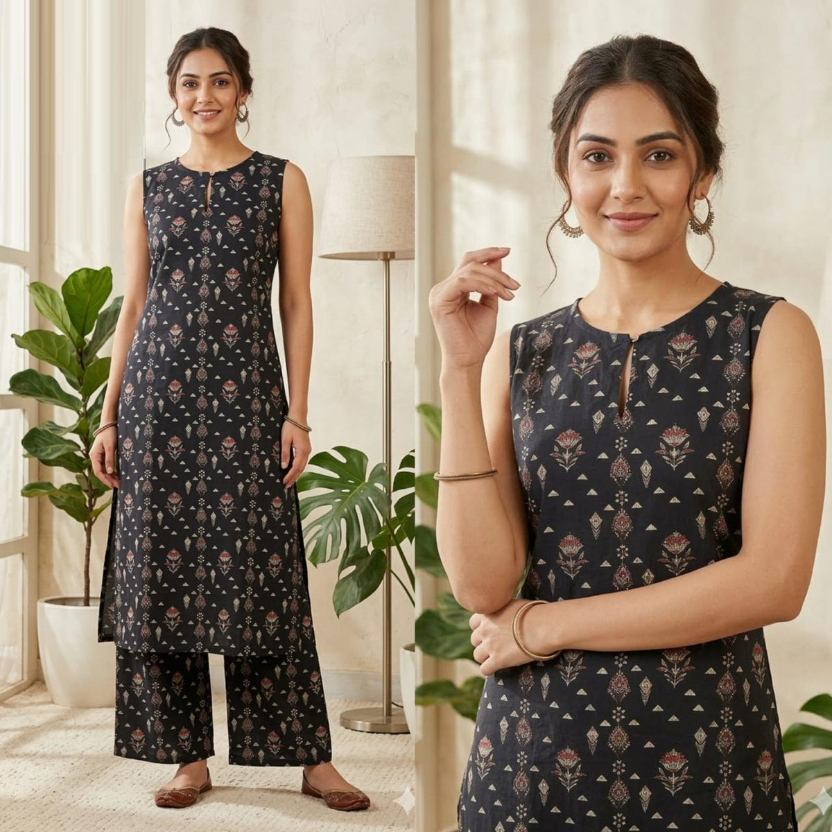 Amrah Naisha K 878 Cotton Flex Kurti Pant Set
