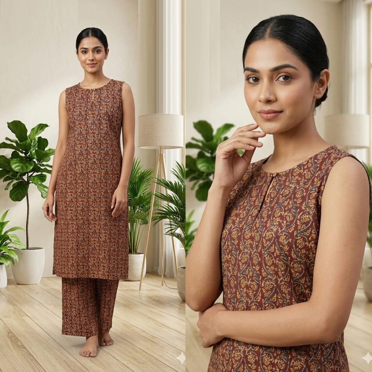 Amrah Naisha K 878 Cotton Flex Kurti Pant Set