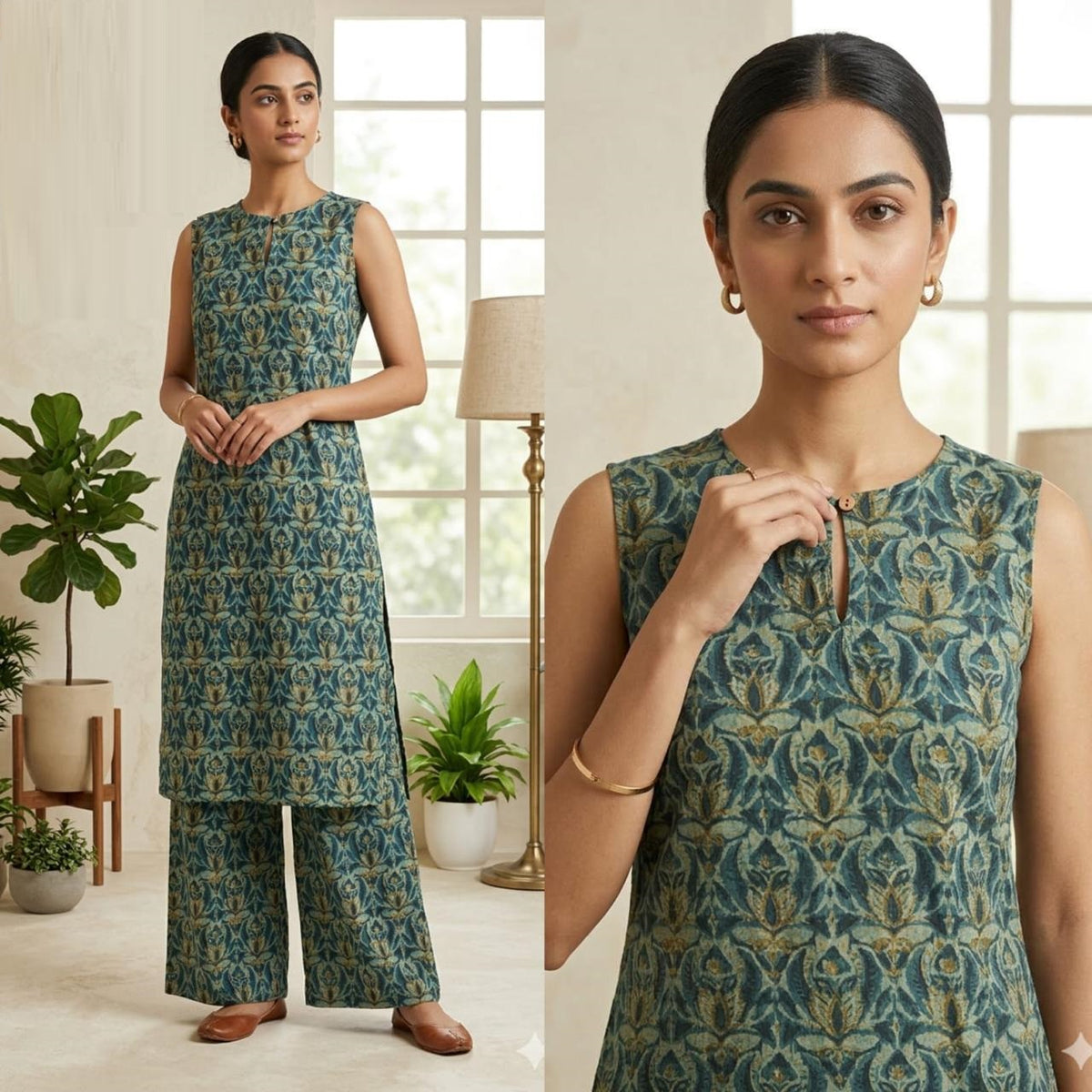 Amrah Naisha K 878 Cotton Flex Kurti Pant Set