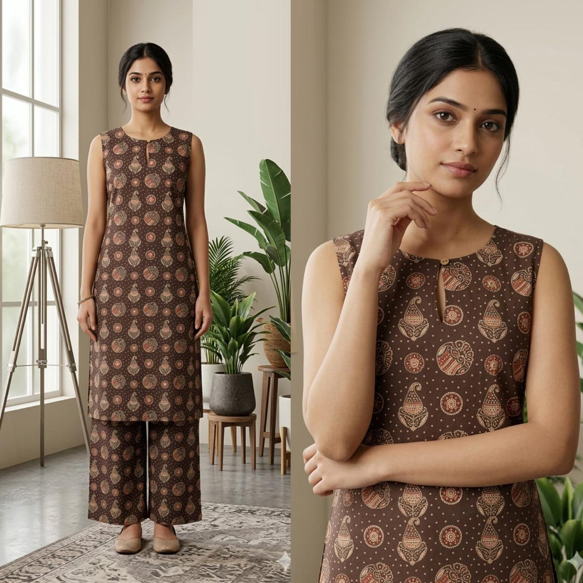 Amrah Naisha K 878 Cotton Flex Kurti Pant Set