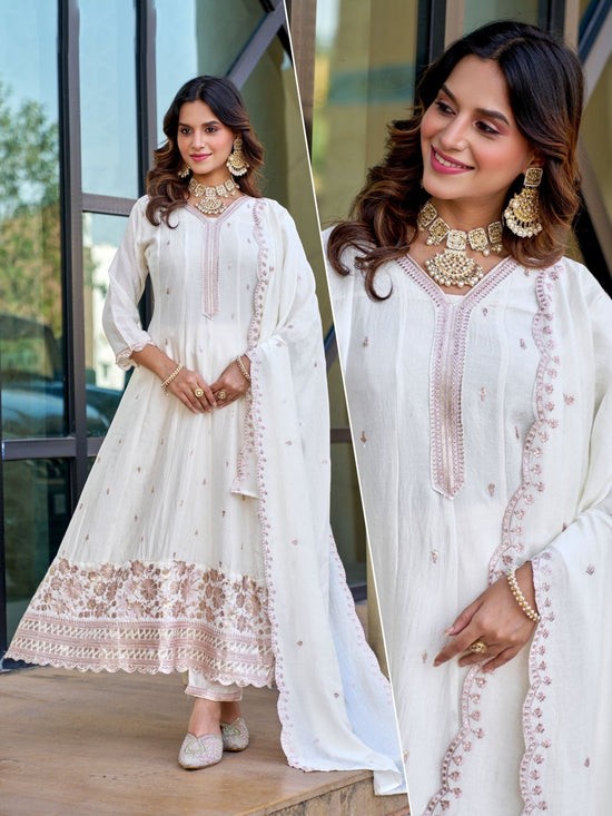 Amrah Naisha K 884 Vichitra Silk Kurti Pant Dupatta Set - Amrah Wholesale