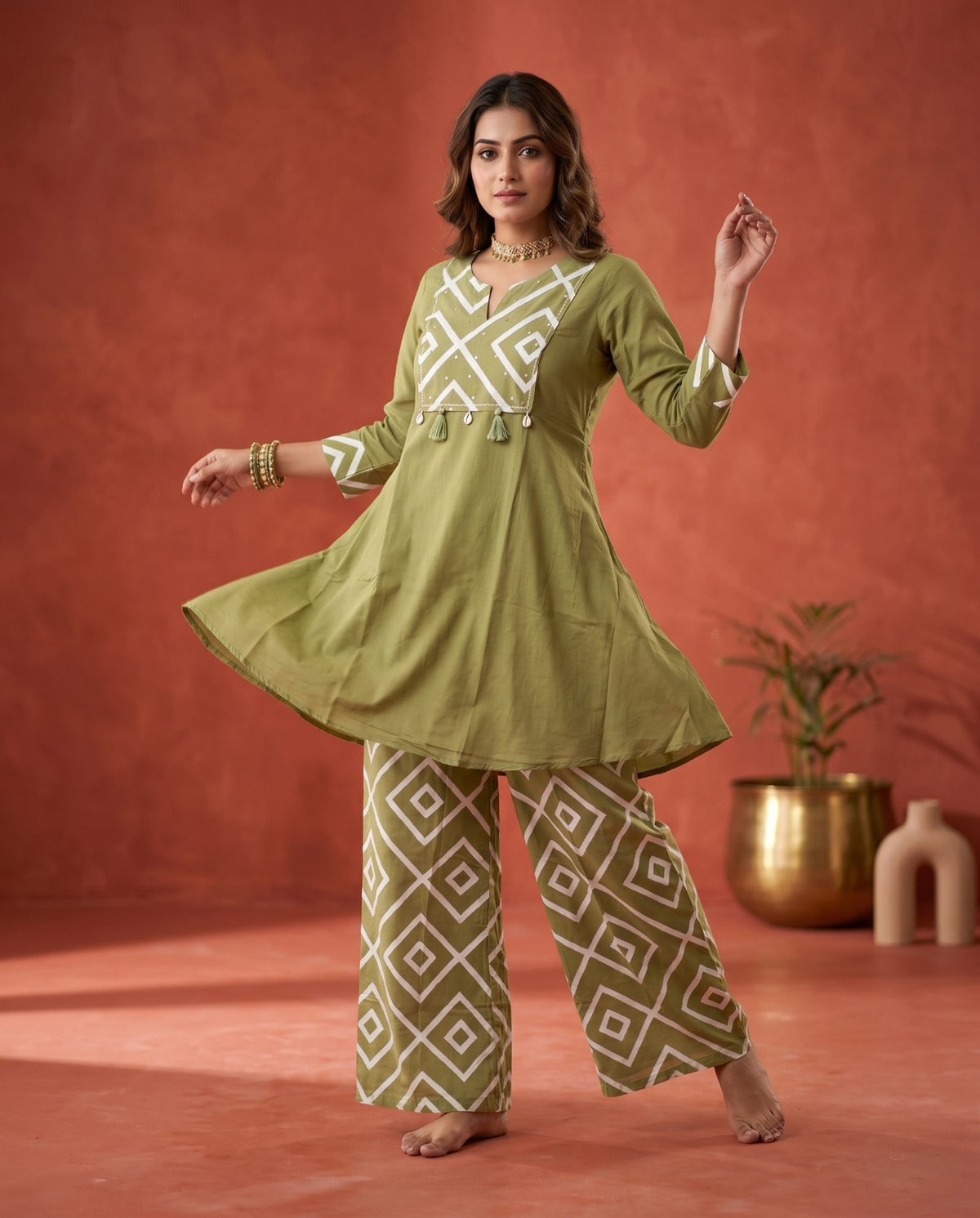 Amrah Wholesale Naisha K 888 Cotton Kurti Pant Set