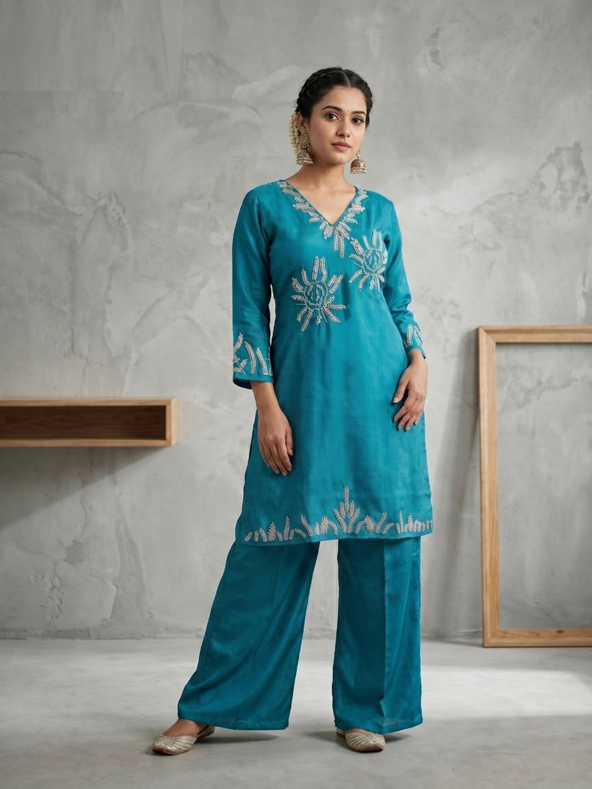 Naisha K 890 Roman Glass Beads Work Kurti Pant Set Collection - Amrah Wholesale