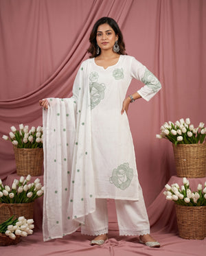 Amrah Naisha K 914 Mal Cotton Kurti Pant Dupatta Set
