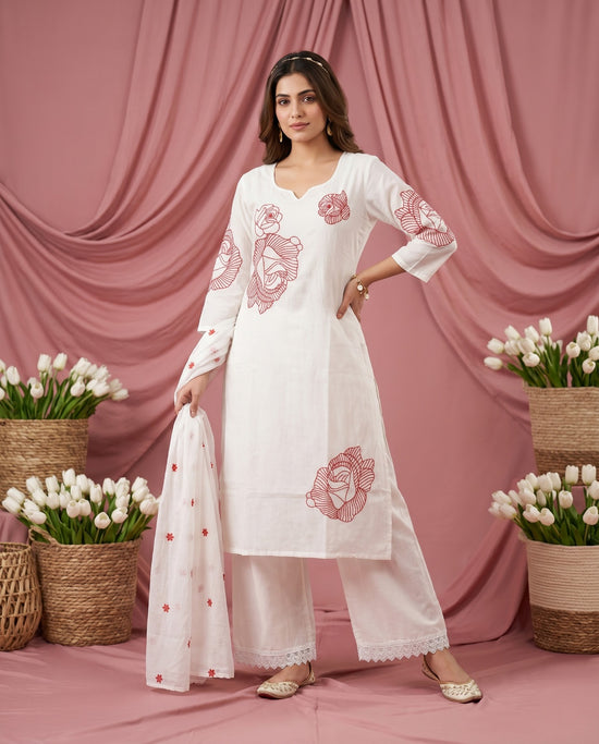 Amrah Naisha K 914 Mal Cotton Kurti Pant Dupatta Set