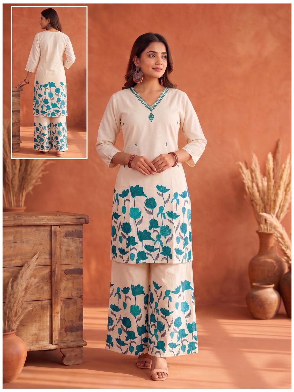 Amrah Naisha K 927 Cotton Kurti Pant Dupatta Set Wholesale