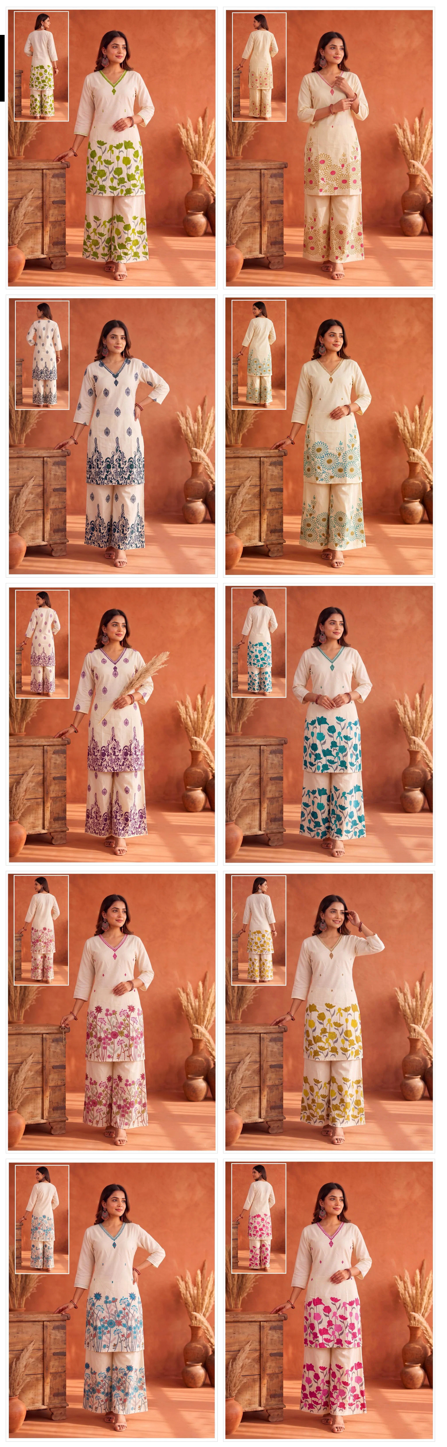 Amrah Naisha K 927 Cotton Kurti Pant Dupatta Set Wholesale