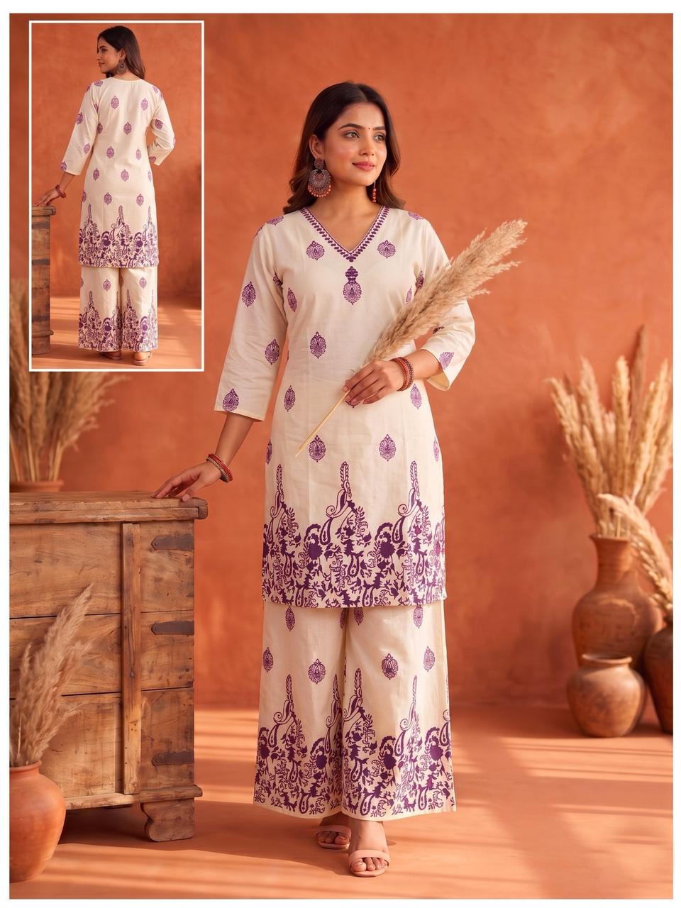 Amrah Naisha K 927 Cotton Kurti Pant Dupatta Set Wholesale