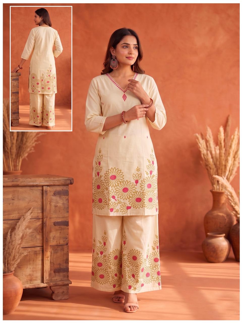 Amrah Naisha K 927 Cotton Kurti Pant Dupatta Set Wholesale