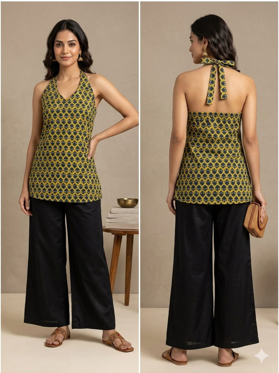 Amrah Naisha K 938 Cotton Printed Fancy Sleeveless Tops