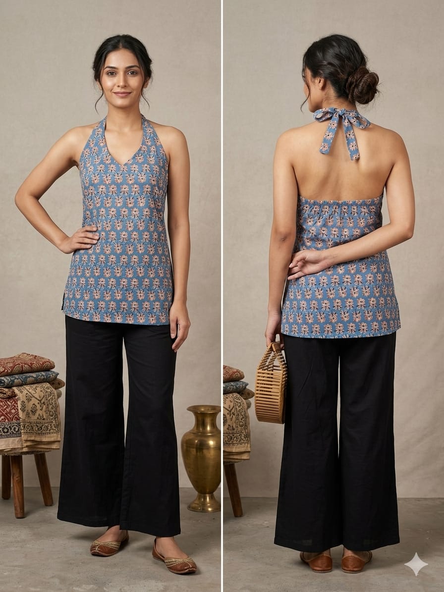 Amrah Naisha K 938 Cotton Printed Fancy Sleeveless Tops