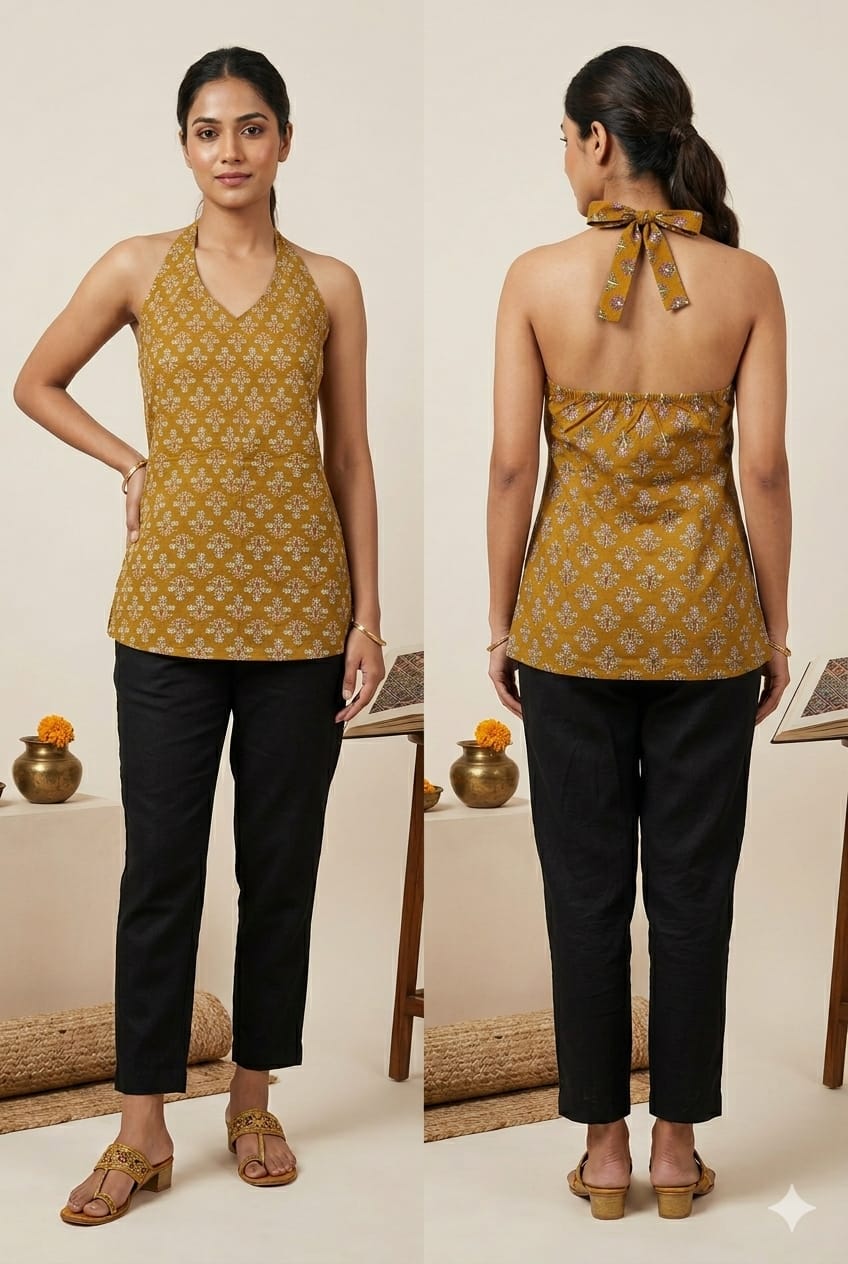 Amrah Naisha K 938 Cotton Printed Fancy Sleeveless Tops