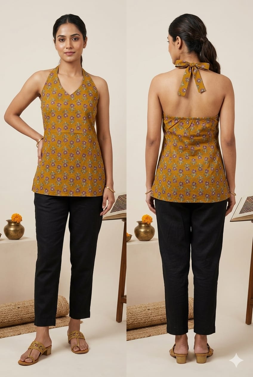 Amrah Naisha K 938 Cotton Printed Fancy Sleeveless Tops