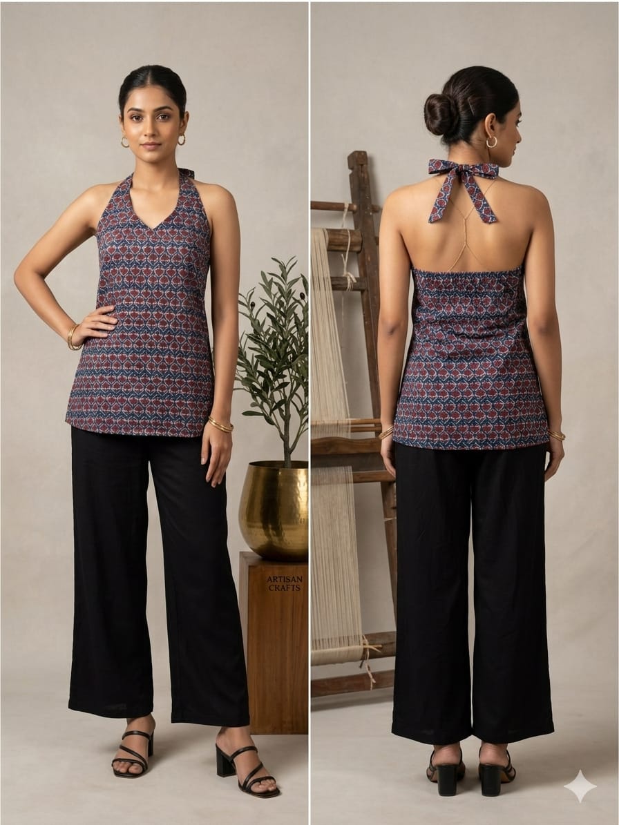 Amrah Naisha K 938 Cotton Printed Fancy Sleeveless Tops