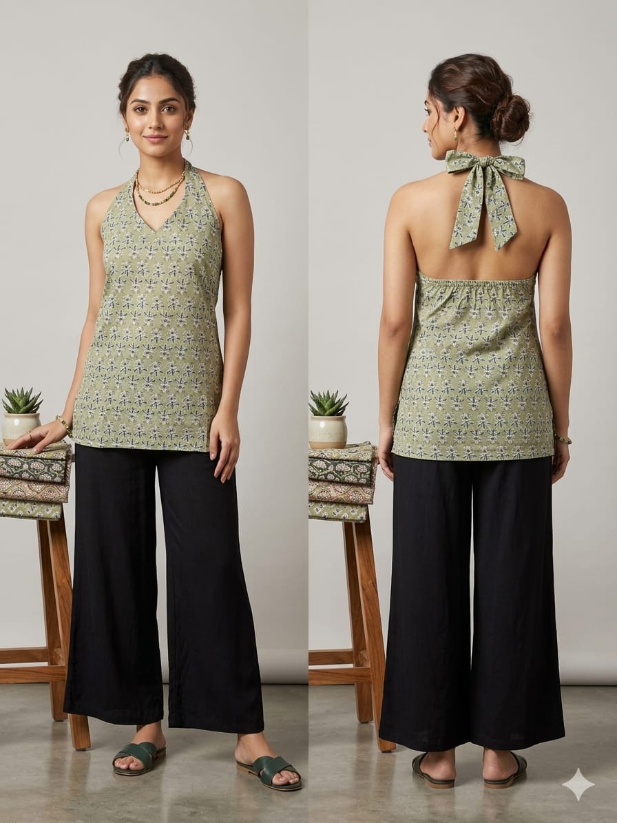 Amrah Naisha K 938 Cotton Printed Fancy Sleeveless Tops