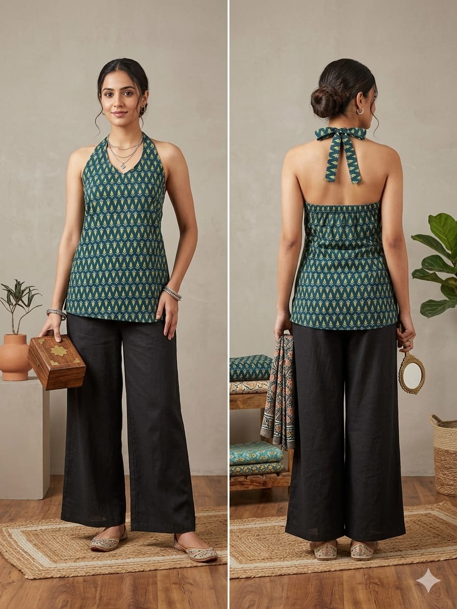 Amrah Naisha K 938 Cotton Printed Fancy Sleeveless Tops