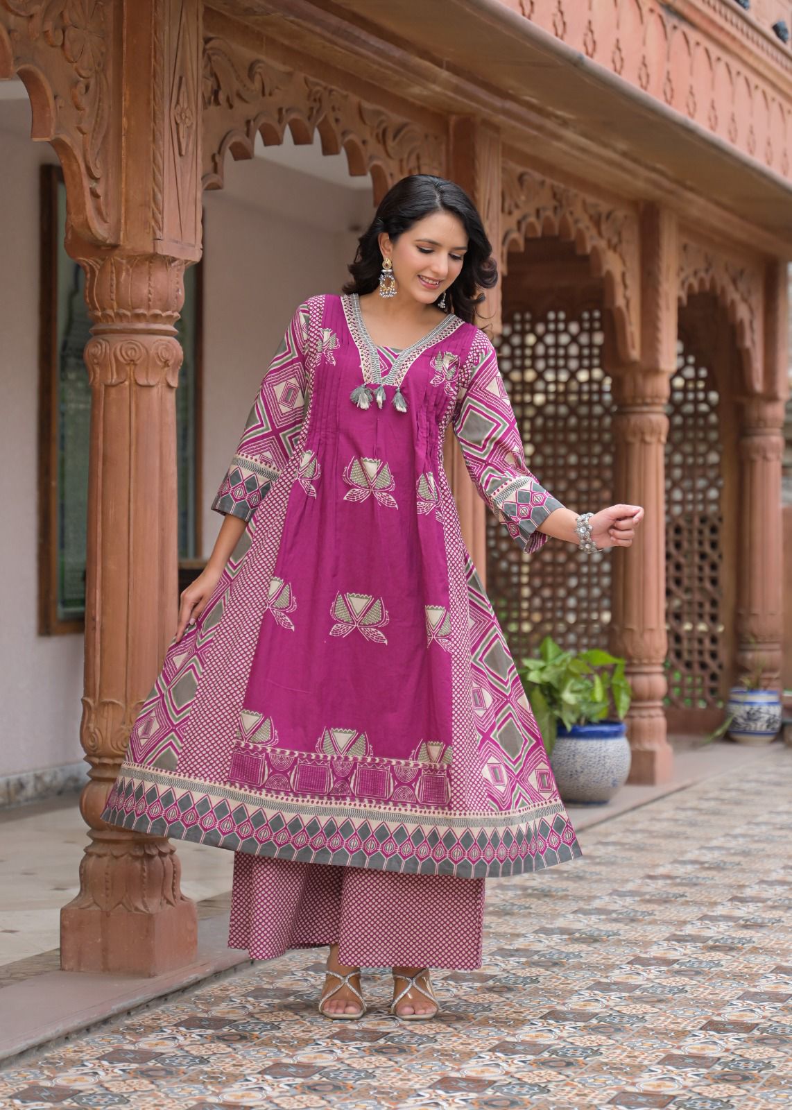 Amrah Naisha K 942 Pure Cotton Kurti Pant Dupatta Set - Amrah Wholesale
