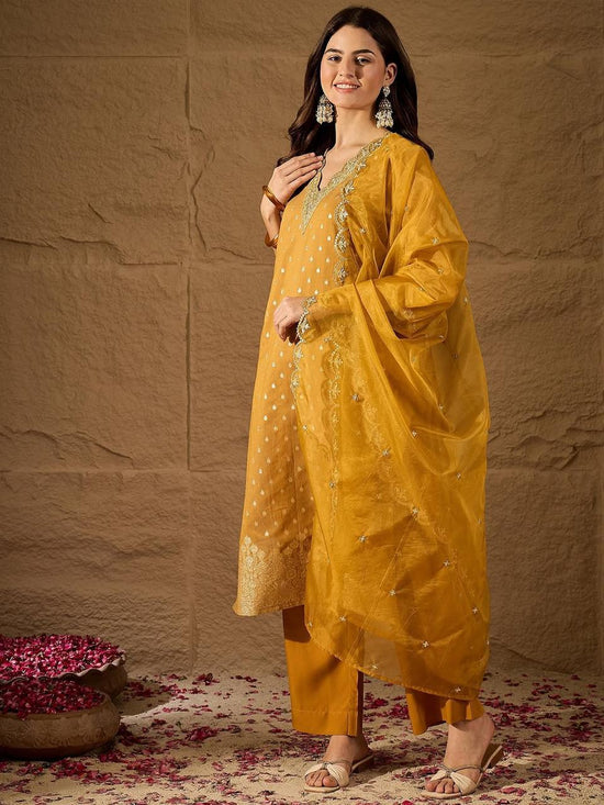 Amrah Navya Kurti 243 Jacquard Kurti Pant Dupatta Set - Amrah Wholesale