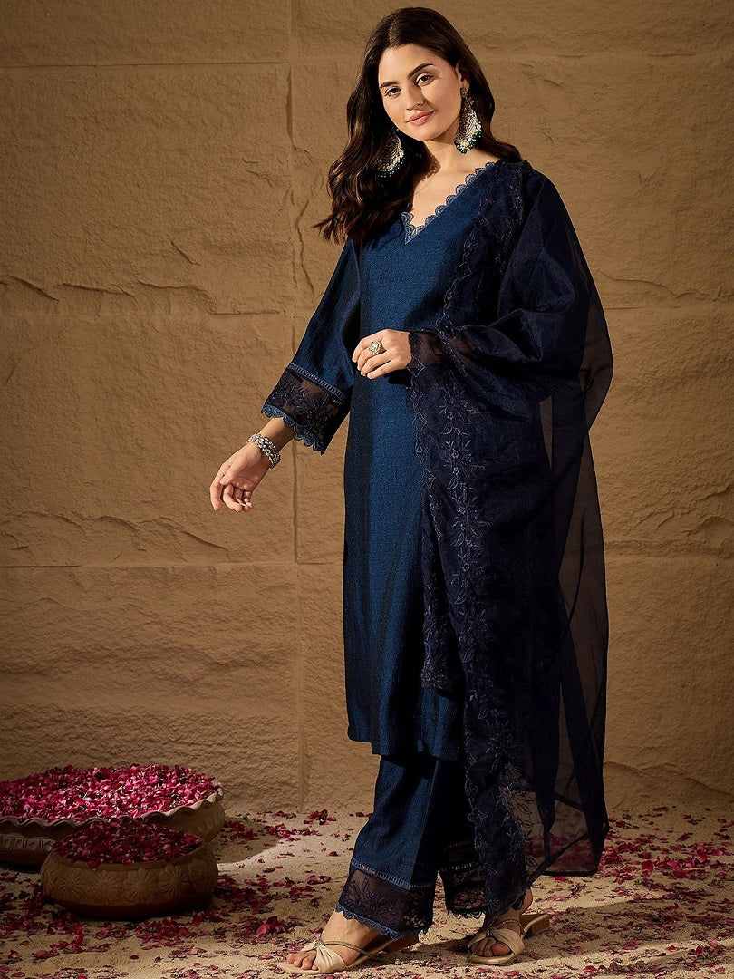 Amrah Navya Kurti 244 Silk Blend Kurti Pant Dupatta Set