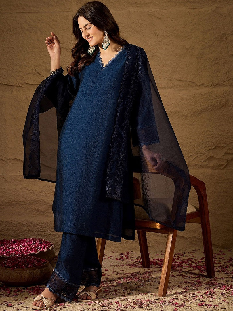 Amrah Navya Kurti 244 Silk Blend Kurti Pant Dupatta Set