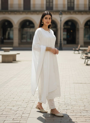 Navya Kurti 245 Cotton Embroidered Kurti Pant Dupatta Set Collection - Amrah Wholesale