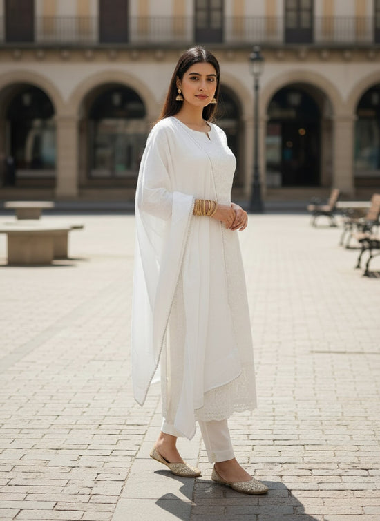 Navya Kurti 245 Cotton Embroidered Kurti Pant Dupatta Set Collection - Amrah Wholesale