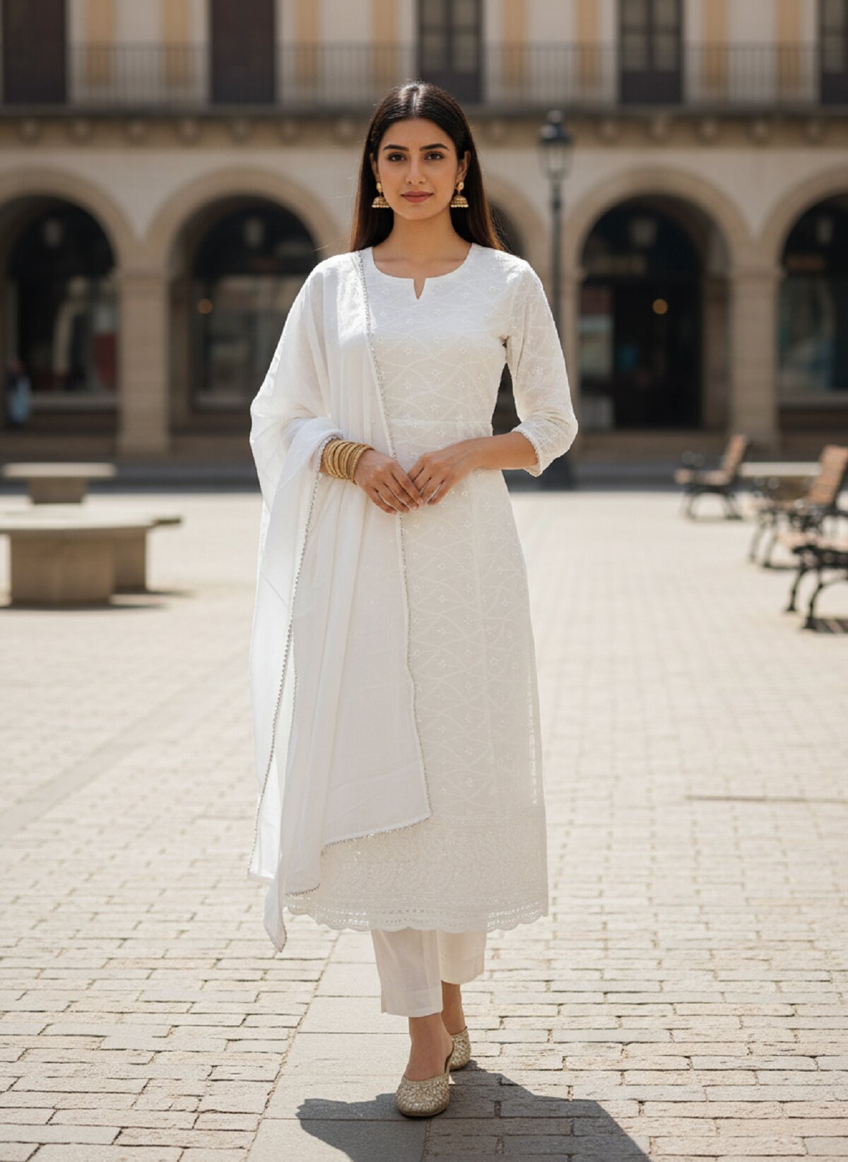 Navya Kurti 245 Cotton Embroidered Kurti Pant Dupatta Set Collection - Amrah Wholesale