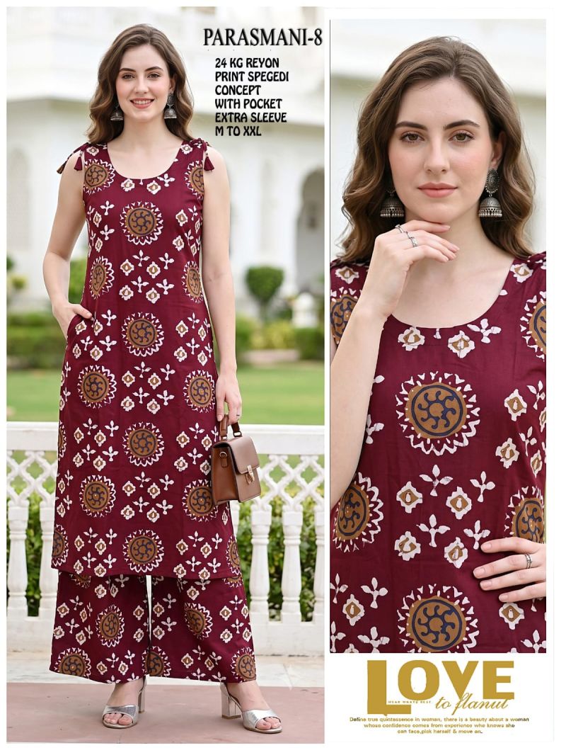 Amrah Wholesale Parasmani Combo Rayon Printed Kurti With Bottom Collection