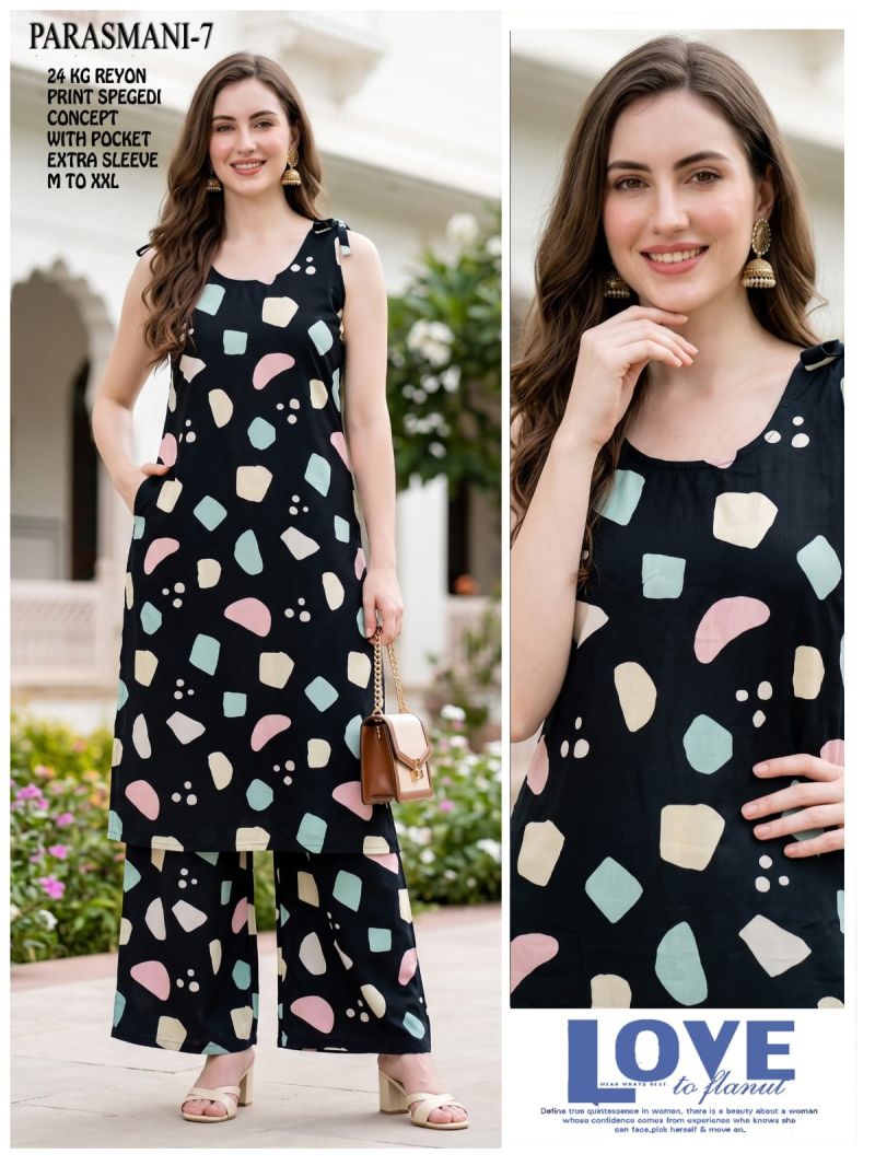 Amrah Wholesale Parasmani Combo Rayon Printed Kurti With Bottom Collection
