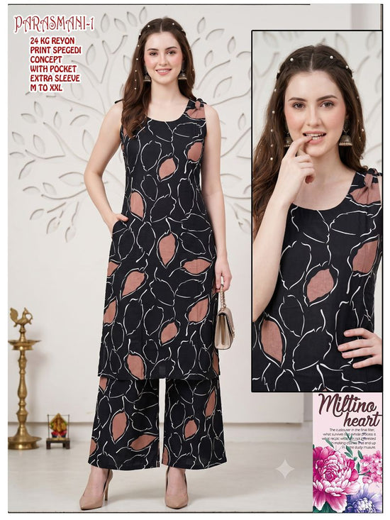 Amrah Wholesale Parasmani Combo Rayon Printed Kurti With Bottom Collection