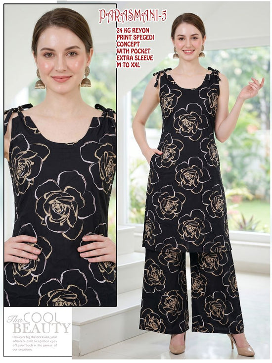 Amrah Wholesale Parasmani Combo Rayon Printed Kurti With Bottom Collection