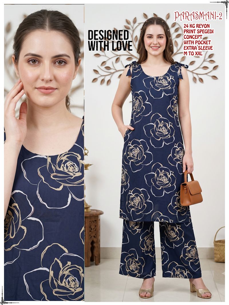 Amrah Wholesale Parasmani Combo Rayon Printed Kurti With Bottom Collection