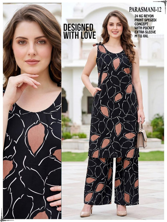 Amrah Wholesale Parasmani Combo Rayon Printed Kurti With Bottom Collection