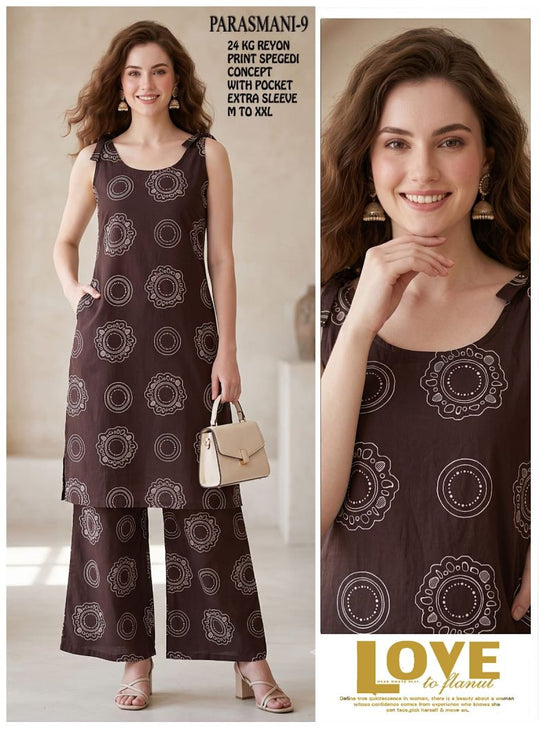 Amrah Wholesale Parasmani Combo Rayon Printed Kurti With Bottom Collection