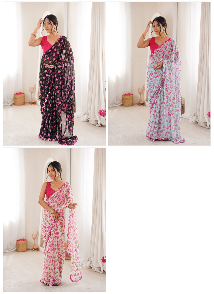 Amrah Wholesale Pari 77 Heavy Georgette Saree - Amrah Wholesale