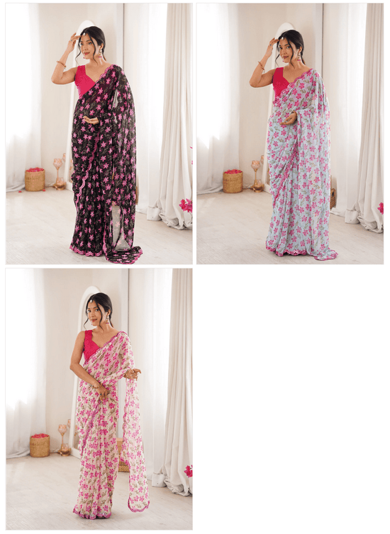 Amrah Wholesale Pari 77 Heavy Georgette Saree - Amrah Wholesale