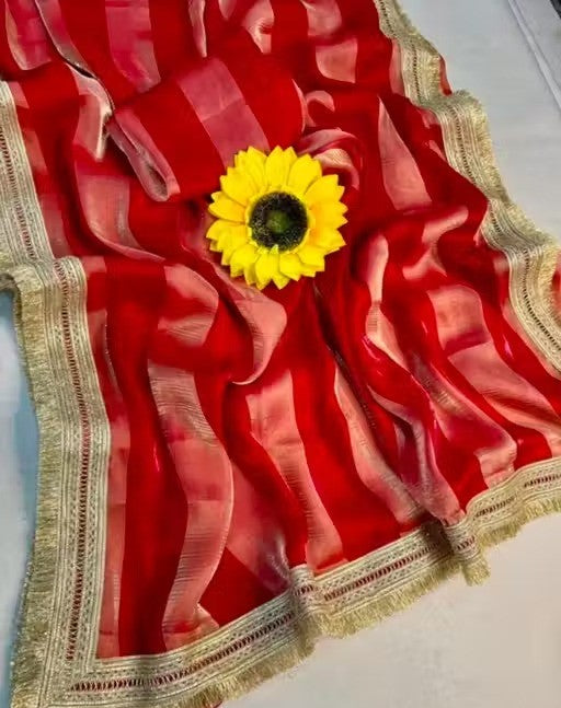 Amrah Wholesale Plaine Stripe Satin Silk Saree