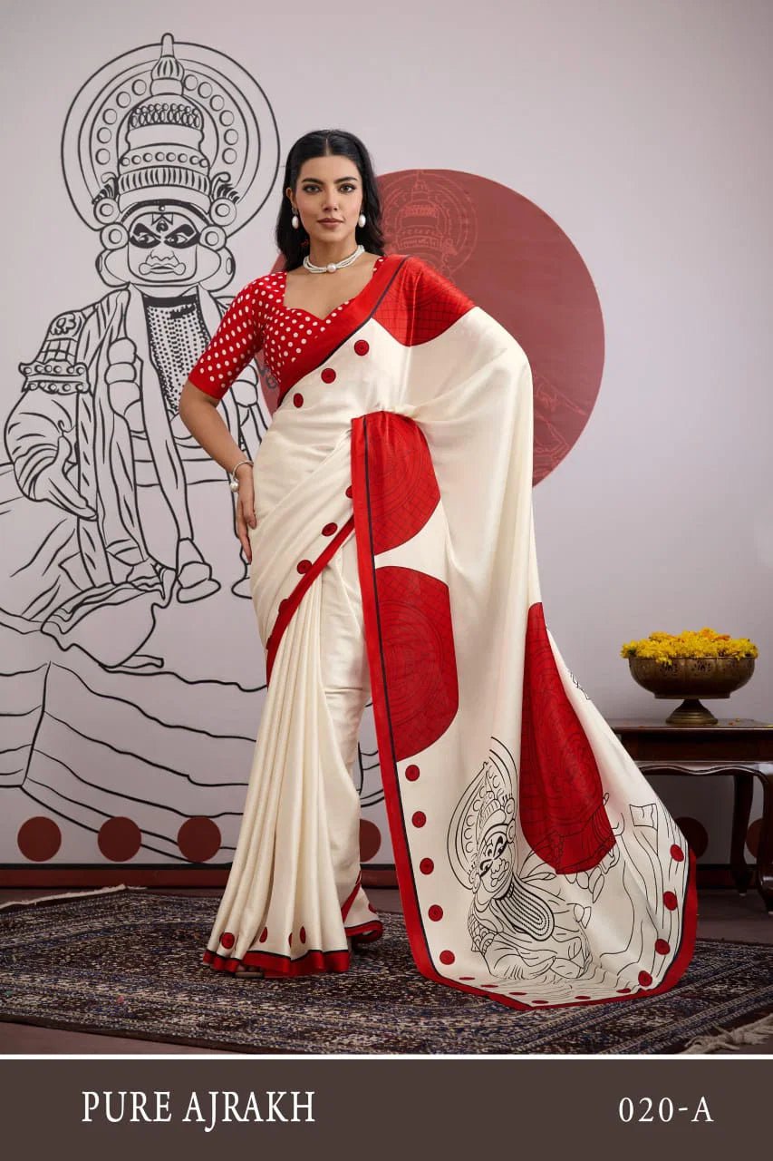 Amrah Pure Ajrakh Vol 20 Modal Satin Saree - Amrah Wholesale