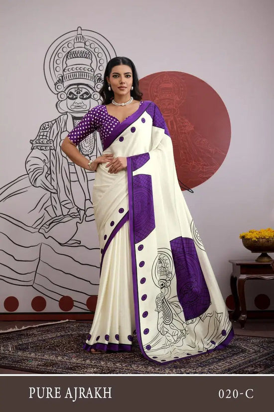 Amrah Pure Ajrakh Vol 20 Modal Satin Saree - Amrah Wholesale