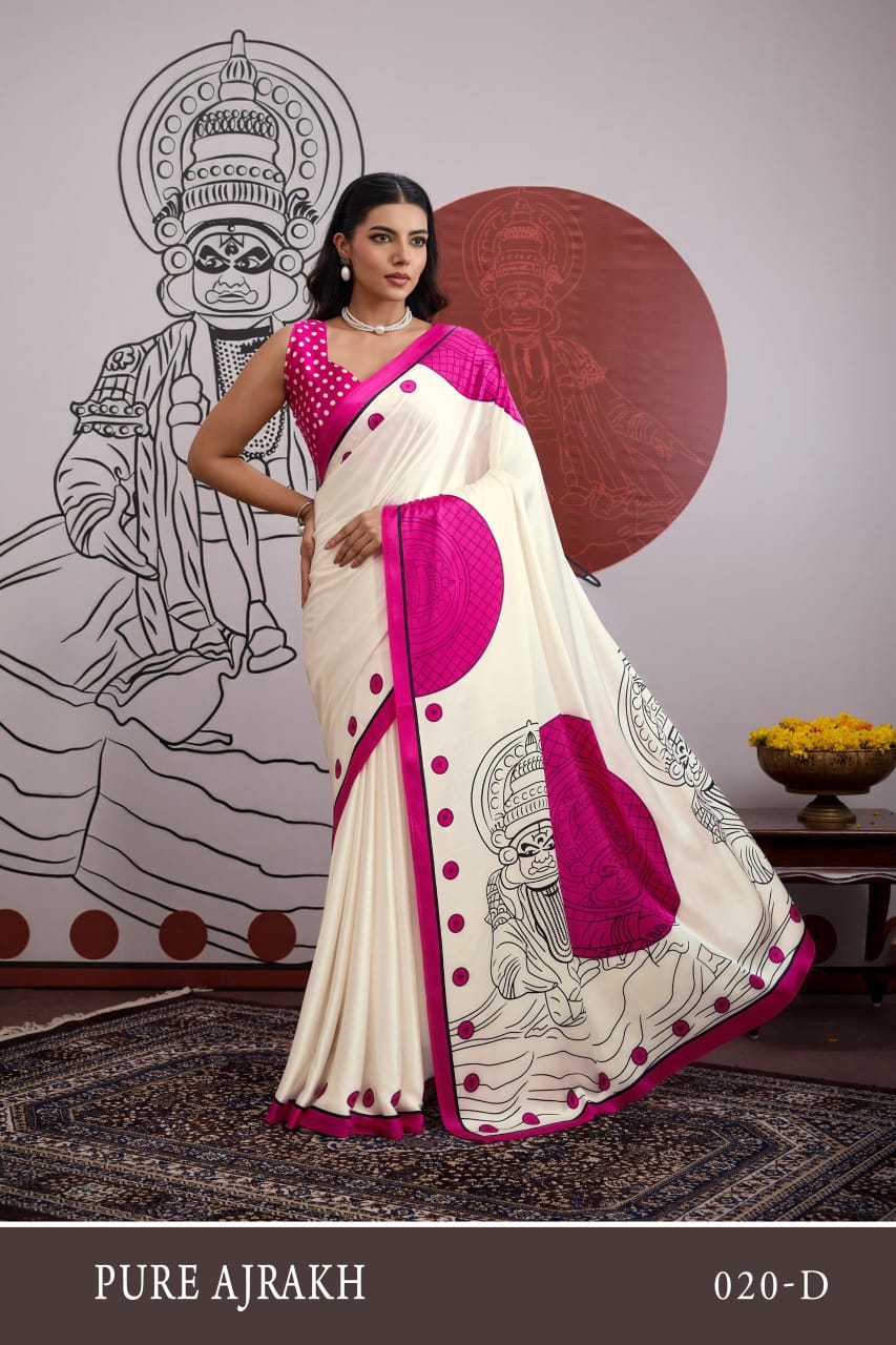 Amrah Pure Ajrakh Vol 20 Modal Satin Saree - Amrah Wholesale