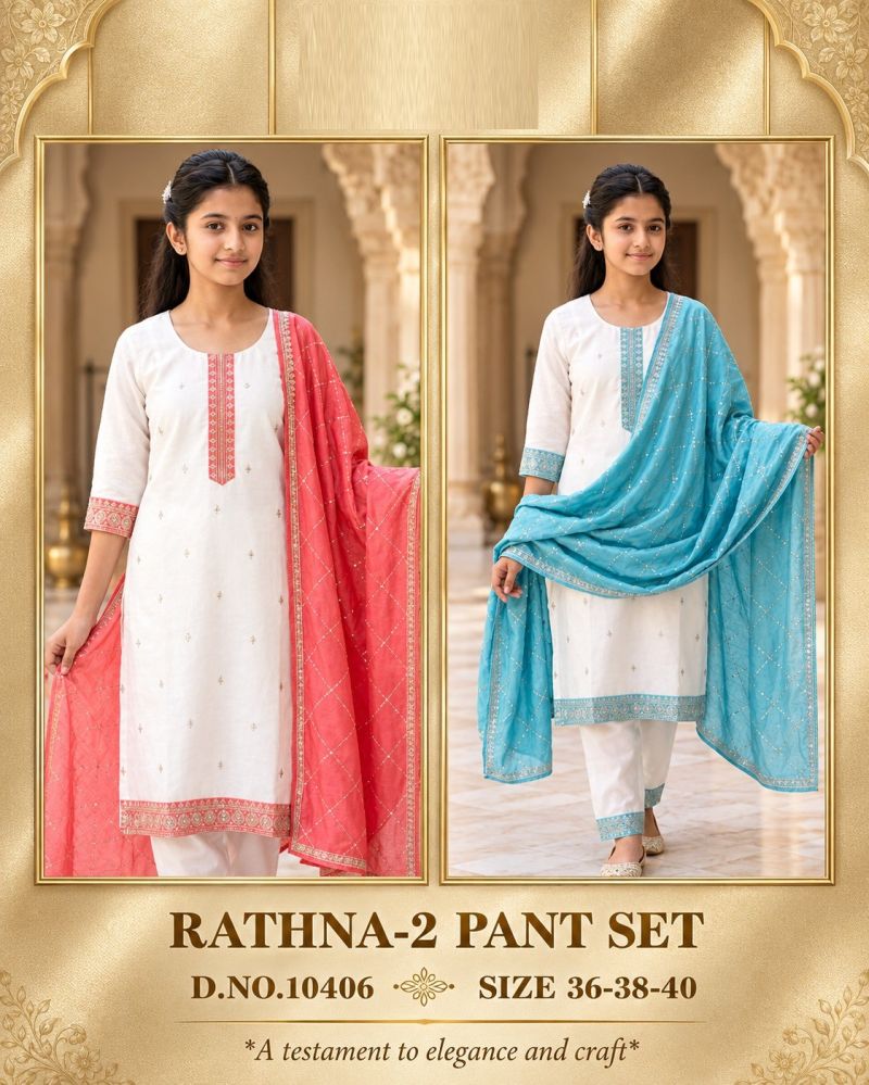 Amrah Rathna 10406 Vichitra Silk Embroidered Kurti Set