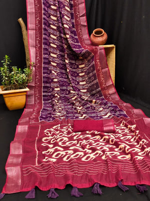 Amrah Wholesale Rockstar Vol 1 Cotton Ikkat Printed Zari Border Saree
