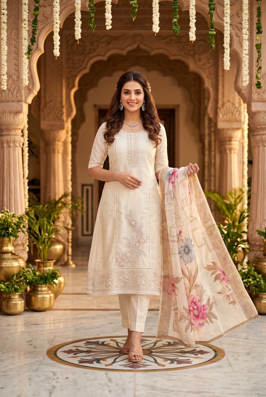 Amrah Roohaa Vol 15 Organza Embroidered Kurti Pant Dupatta Set - Amrah Wholesale